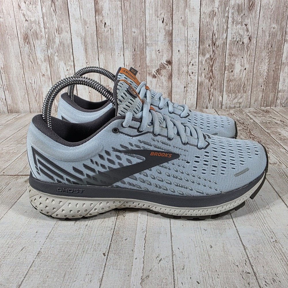 Brooks Ghost 13 Womens Running Shoes Light Blue Grey Orange 1203381B455 Size 8